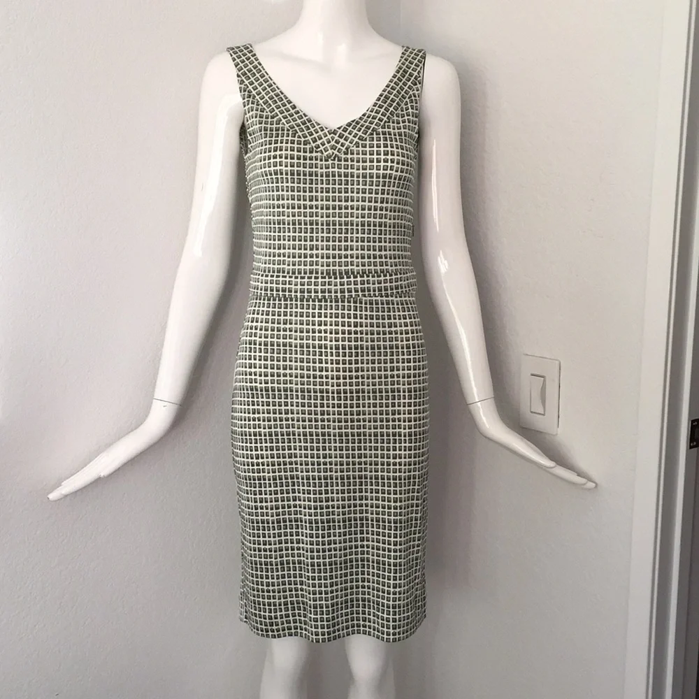 Tory Burch green white printed knit silk dress